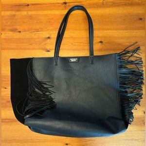 Victoria Secret Black Fringe Tote Bag